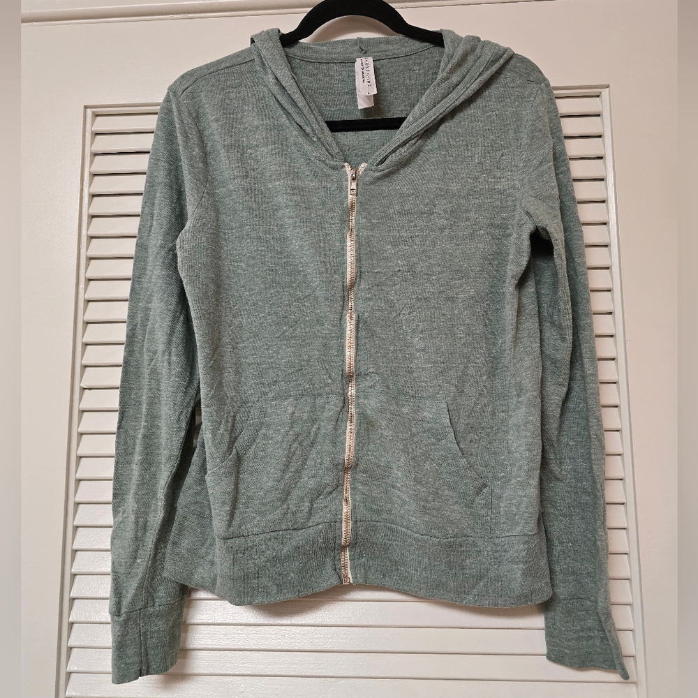 Check & Stripe - Thin Lightweight Long-Sleeve Sweater With Zipper/Hood/Pockets